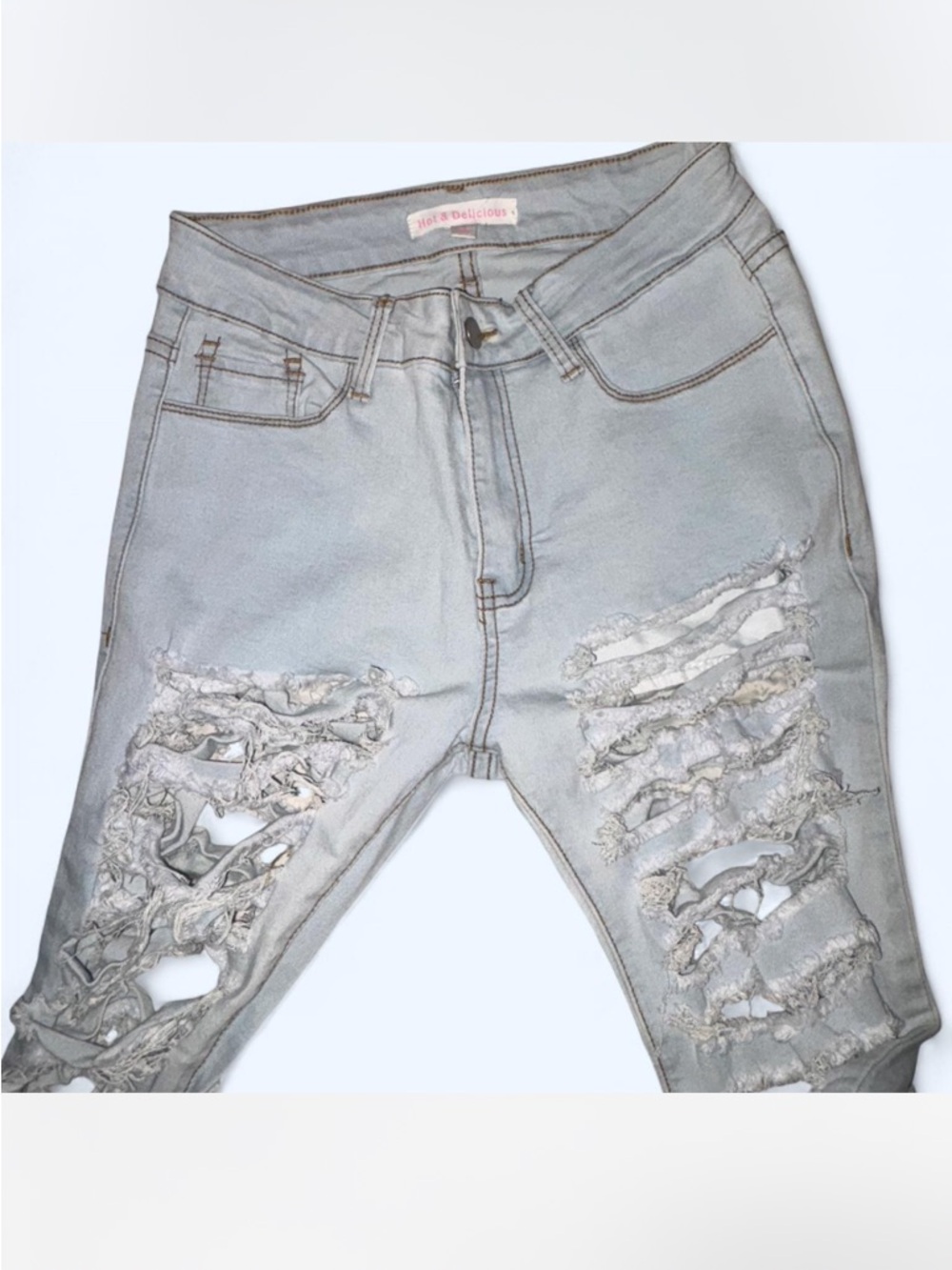 Hot & Delicious Light wash Full Ripped Skinny Jeans